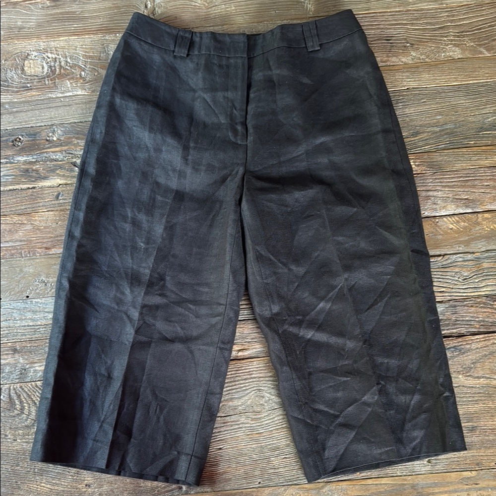 Talbots black  Irish Linen lined culottes or long shorts EUC size 6